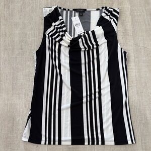 Ann Taylor Sleevlee Cowl Neck Blouse/ Black and White Striped
